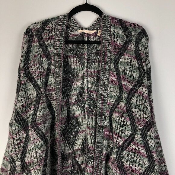 Soft Surroundings Open Front Cardigan Sweater One Size Gray Knit Long Sleeve - Picture 2 of 9